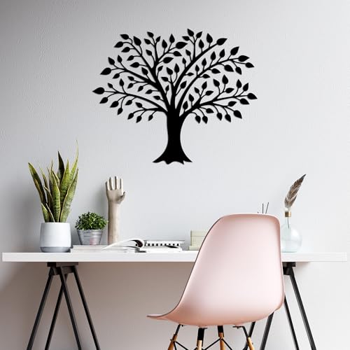 Hanah Home Stylish Black Decorative Metal Wall Accessory, 70 x 57 cm, 100% Metal, 1.5 mm Thickness, Easy Wall Mounting, Perfect for Modern Decor