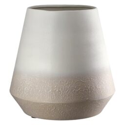 GILDE Echo Vase, Metal, Beige, Matt, Textured, Height 24 cm x Diameter 24 cm, Waterproof Decorative Vase
