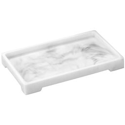 Luxspire Marble Tray for Soap Dispenser Perfume Jewelry, M, Marble White