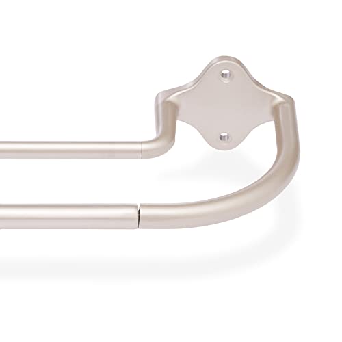 Amazon Basics Extendable Double Window Curtain Pole for Eyelet Curtains, 22 mm Diameter, 122 to 224 cm, Nickel