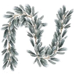 DearHouse 6Ft Artificial Christmas Pine Garland Winter Greenery Garland for Holiday Season Mantel Fireplace Table Runner Centerpiece Décor (White)