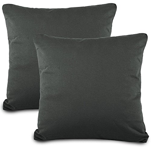 aqua-textil Classic Line Set of 2 80 x 80 cm Anthracite Grey Cotton Cushion Cover Zip Jersey Cushion Cover