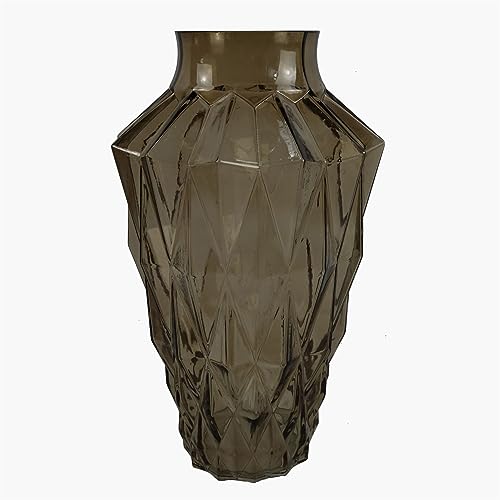 Designer Glass Vases, 30cm Brown Geometric