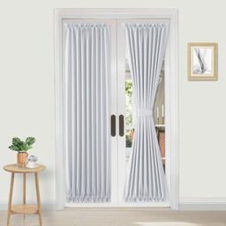 "DWCN Thermal Curtains Rod Pocket and Tiebacks for Glass Window Door, Kitchen and Patio Door, Privacy Screen, 36"" W x 72"" L, 1 Panel, Greyish White"