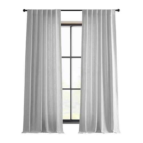 HPD Half Price Drapes Semi Sheer Faux Linen Curtains for Bedroom 108 inches Long Light Filtering Living Room Window Curtain (1 Panel), 50W x 108L, Rice White