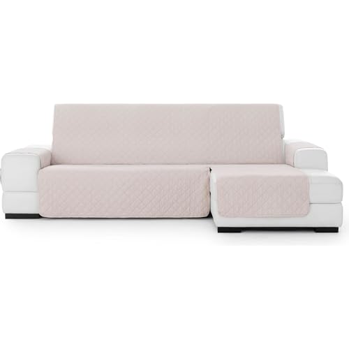 ECOMMERC3 - Chaiselong Mini Right Padded and Non-Slip Sofa Cover ??? Beige Chaiselong Sofa Cover Full Protection, Comfort and Style in Adjustable and Washable Design