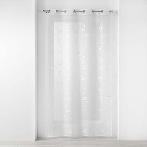 Douceur d'Intérieur, White Sandblasted Eyelet Curtain with Hoops 140 x 240 cm