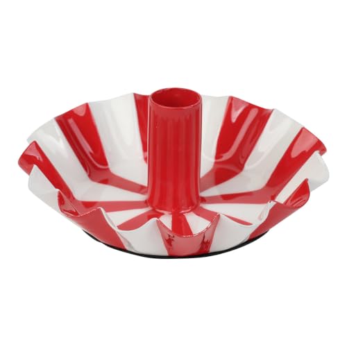 Talking Tables Red White Candle Holder Christmas Decoration 14cm - Christmas Gift and Decoration: red and white enamelled metal candle holder with scalloped edge for a 2cm candle.