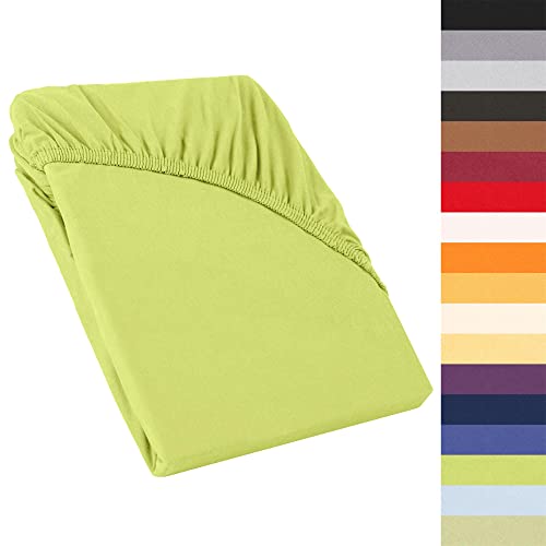 CelinaTex Perla Box Spring Bed Water Bed Topper Fitted Sheet 180 x 200-200 x 200 cm Green Jersey Mako Cotton 160 g/m² Bed Sheet