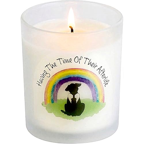 Pet Dog Loss Remembrance Candle. Beautifully Fragranced Memorial Gift for Pet Lovers by Rainbow Bridge Friends