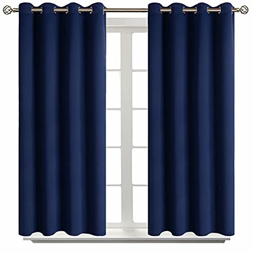 BGment Blackout Curtains for Living Room - Grommet Thermal Insulated Room Darkening Curtains for Bedroom, Set of 2 Panels (52 x 45 Inch, Navy Blue)