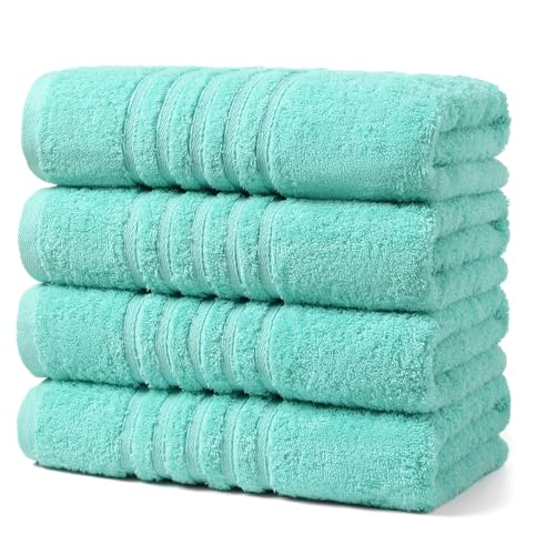 Aibaser Towels - Premium 100% Cotton Bath Towels Set (27 x 54 inches), Lightweight and High Absorbency Quick Drying (Light Green)