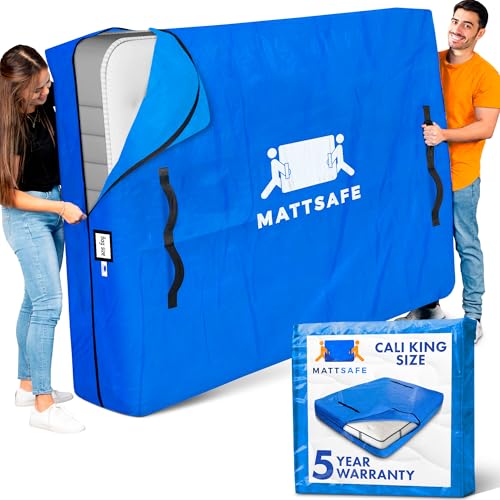 Mattress Bag with 8 Handles for Moving and Storage ??? Cali King Size ??? Reusable Cover with Strong Zipper Closure ??? Extra Thick Mattress Protection