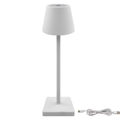 L & P Home & Gifts Lesser & Pavey White Rechargeable Touch Lamp - Gift for Women & Men - Bedside Nightstand Table Lamp - Battery Powered Touch Control Night Lights