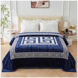 GC GAVENO CAVAILIA Greek Key Sherpa Fleece Blanket Faux Fur King Size Throw