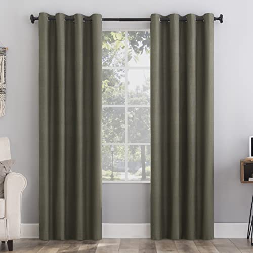 "Sun Zero Columbia 2-Pack Thermal Energy Saving 100% Blackout Grommet Curtain Panel Pair, 50"" x 108"", Olive"