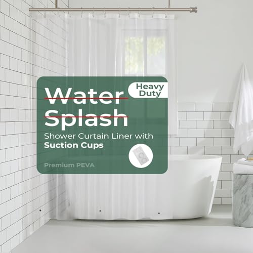 "HARBOREST Clear Shower Curtain Liner, Heavy Weight, 48"" x 72""(W/L) - 8 Rustproof Grommets, Premium PEVA Plastic Shower Liner with 3 Magnets, Waterproof Bathroom Curtain"