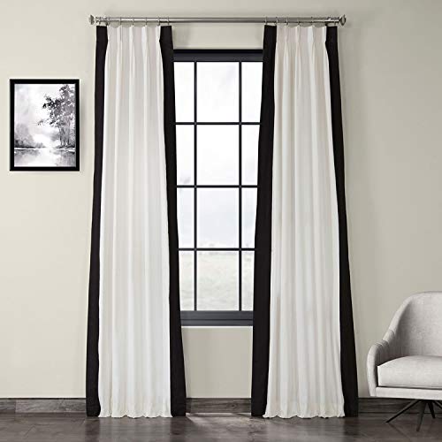 HPD Half Price Drapes PRCT-VC1716-84-FP Pleated Vertical Colorblock Curtain (1 Panel), 25 X 84, Fresh Popcorn and Black