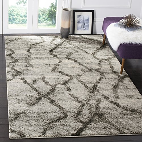 Safavieh Contemporary Indoor Woven Rectangle Area Rug, Retro Collection, RET2144, in Light Grey / Black, 152 X 244 cm for Living Room, Bedroom or Any Indoor Space