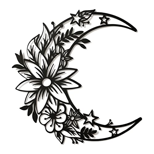 EZ4ENCE Metal Moon Flower Wall Art Boho Wall Home Decor Hanging Wall Decor