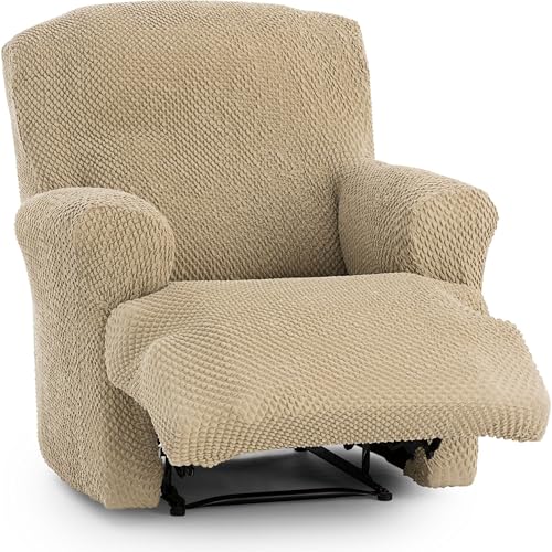 ECOMMERC3 Universal and Versatile Sofa Cover for 1 Seater Feet Together Relax ??? Beige Sofa Cover Protector Easy to Install for Back, Seat and Arms