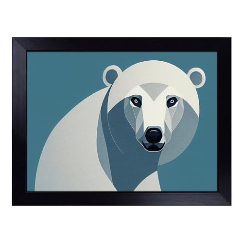 Lap Tray with Bean Bag Cushion, An Awesome Polar Bear - Handmade in the UK, Raised Wooden Edge, Padded Cushion, Heat-Resistant Wipe-Clean Surface, for Meals, Laptops and Crafts