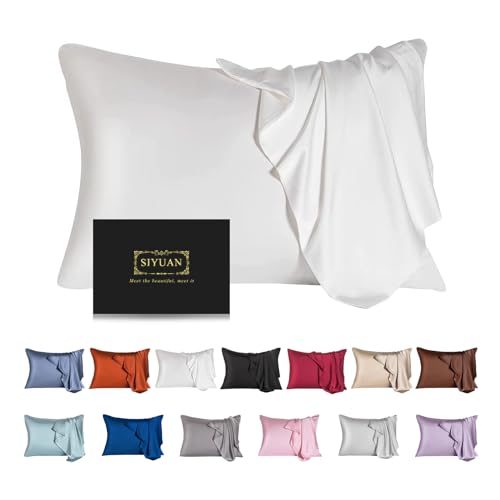 Mulberry Silk Pillowcase for Hair and Skin,Standard Size Cooling Silk Pillow Case with Hidden Zipper,Allergen Proof Dual Sides Soft Breathable Smooth Silk Pillow Cover for Women.