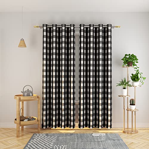 Natus Weaver Buffalo Check Curtains 84 inch Length Kitchen Living Room Bedroom Black and White Gingham Plaid Window Curtain Panels Basement Drapes 2 Panels Grommet Top Window Treatment Set