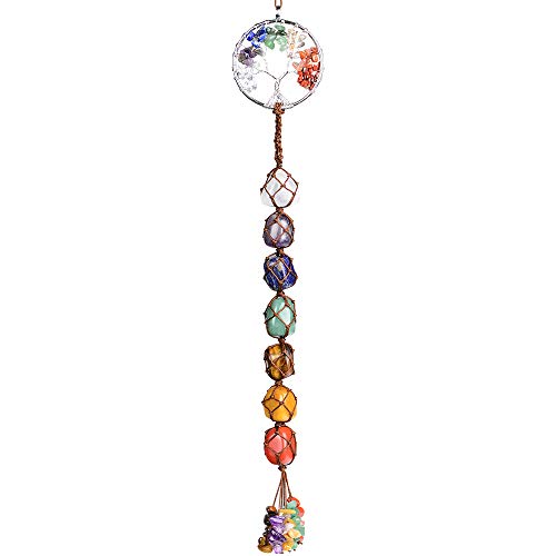 Anjiucc Handmade Crystal Window Car Hanging Ornaments 7 Chakra Home Decoration Feng Shui Ornament Yoga Meditation Car Decoration