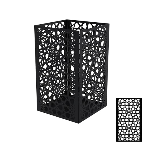 Louis Moulin Square Tealight Holder - Celestial Star Design - Metal Lantern Candle - Charcoal Black - H 30 x 17.5 cm - Christmas and Outdoor Decoration