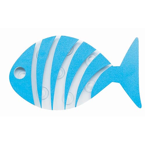 Spirella Shower Mat Bath Mat Bath Mat Non-Slip Pads Fish – Pack of 5 – Antibacterial Non-Slip with Suction Cups – Blue – Approx. 10.5 x 16 cm
