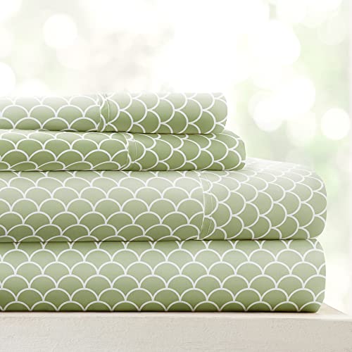 "Linen Market 4 Piece Full Bedding Sheet Set (Sage Scallops) - Sleep Better Than Ever with These Ultra-Soft & Cooling Bed Sheets for Your Full Size Bed - Deep Pocket Fits 16"" Mattress"