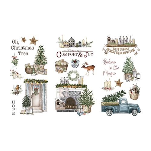 Rub on Transfers for Crafts and Furniture - 3 Design Sheets 6???x 12??? - Home Decor Transfers - Furniture and Craft Decals - by Thymeless Designs (Comfort and Joy)
