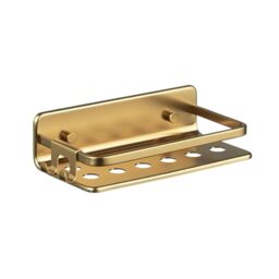 TATAY Shower Caddy Aluminium Moisture Resistant Easy Drainage - Shower Caddy Bathroom - Dimensions 10x5.5x20 cm - Quick Fix System - Screws Included - Rectangular Shape, Gold