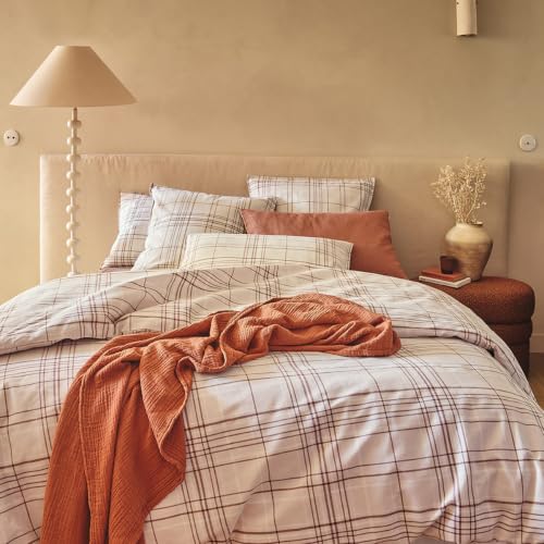 ESSIX - Printed Cotton Flannel Duvet Cover - 260 x 240 cm - Light Pink - Cotton Flannel - 170 Thread Count - Easy Care
