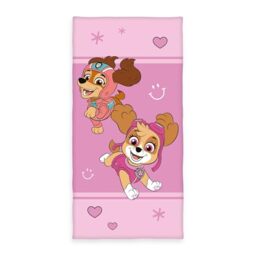 Herding Paw Patrol Bath Towel, Approx. 70 x 140 cm, 100% Cotton/Velour, Pink