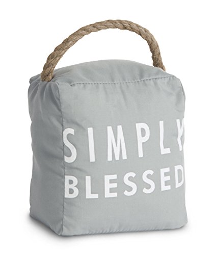 "Pavilion Gift Company - Open Door Decor 5"" x 6"" Gray Door Stopper Simply Blessed"
