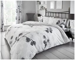 Gaveno Cavailia Honesty Leaf Luxurious Bed Set with Duvet Cover and Pillow Cases, Polyester-Cotton, Double - Grey