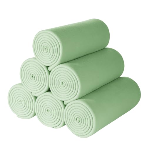 CAI TENG Fleece Throw Blankets 6 Pack Lightweight Warm Soft Cozy Kids Blanket Pet-Friendly Bulk Fleece Blanket Solid for Home, Bed, Sofa, Dorm, Office, Gifts, Outdoor Sage Green 50 x 60 inch