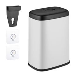 Relaxdays Hanging Kitchen Waste Bin, Vol. 5 L, Rubbish Container with Lid, Plastic, Dustbin, 29 x 21.5 x 16.5 cm