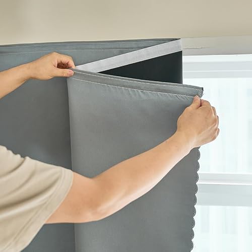 AJAZZ Portable Self-Adhesive Curtains, 100% Blackout and Thermal, Simple and Easy to Install, for the Bedroom, Kitchen, Small Windows, Black, 1-Pack