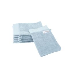 Herding TOM TAILOR Wash Mitts Set of 6 16 x 21 cm 100% Cotton/Terry Cloth with Hanger and Label with Logo, Colour Bath Towel Light Blue (Sky Blue)