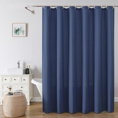 OVZME Zora 78 Inch Shower Curtain Set with 12 Plastic Hooks, Plain Fabric Shower Curtain for Bathroom - Long Shower Curtain, Water Resistance, Machine Washable Soft Cloth, 72WX78L, Dusty Blue