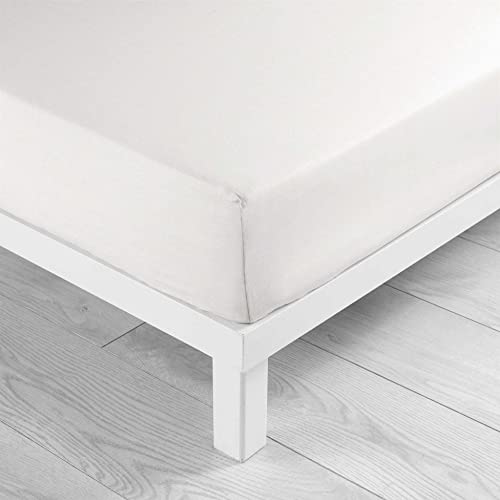 douceur d'intérieur, Fitted Sheet (180 x 200 cm) Lina White, 100% Cotton