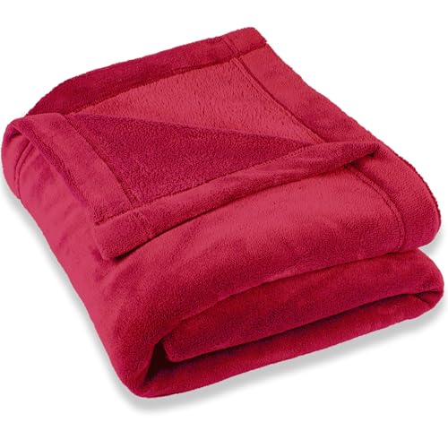 CelinaTex Montreal cuddly blanket microfibre blanket Coral fleece XXL 220 x 240 cm red