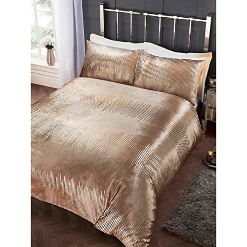 Rapport Home Tiffany Gold Crushed Velvet Double Bedding Duvet Cover Set