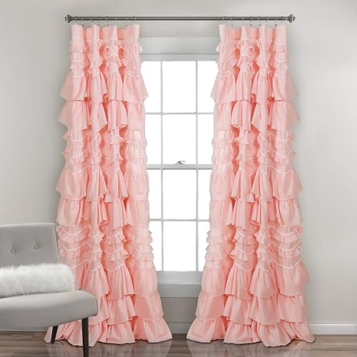 "Lush Decor Kemmy Window Curtain Panel (Single Panel), 95"" L x 52"" W, Peachy Pink"