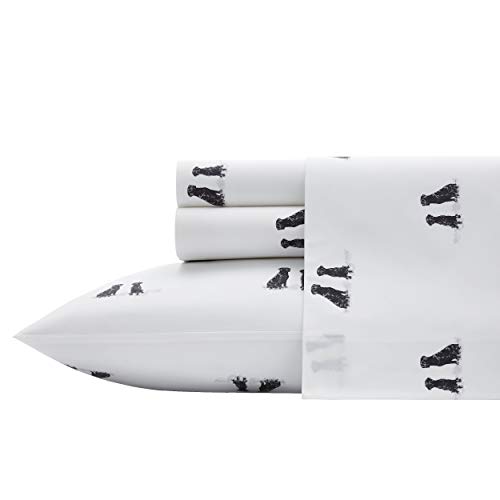 Eddie Bauer Home Sheets Cotton Percale Bedding Set, Crisp & Cool, Stylish Home Decor,4pcs, King, Labrador Fields White/Grey