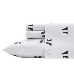 Eddie Bauer Home Sheets Cotton Percale Bedding Set, Crisp & Cool, Stylish Home Decor,4pcs, King, Labrador Fields White/Grey