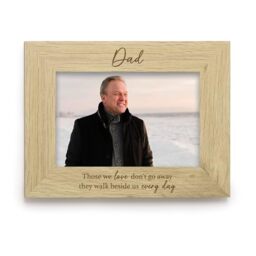 "eBuyGB Dad Memorial Photo Frame, In Loving Memory Wooden Picture Frame, Engraved Remembrance Keepsake, Loved One Sympathy Gift, 4""x6"", Brown"